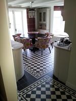 Kitchen fully completed, also showing matching hallway floor panel,