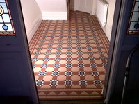 Inverlochy pattern tiles with Byron border from Original Style. This shows the main view as you enter the property